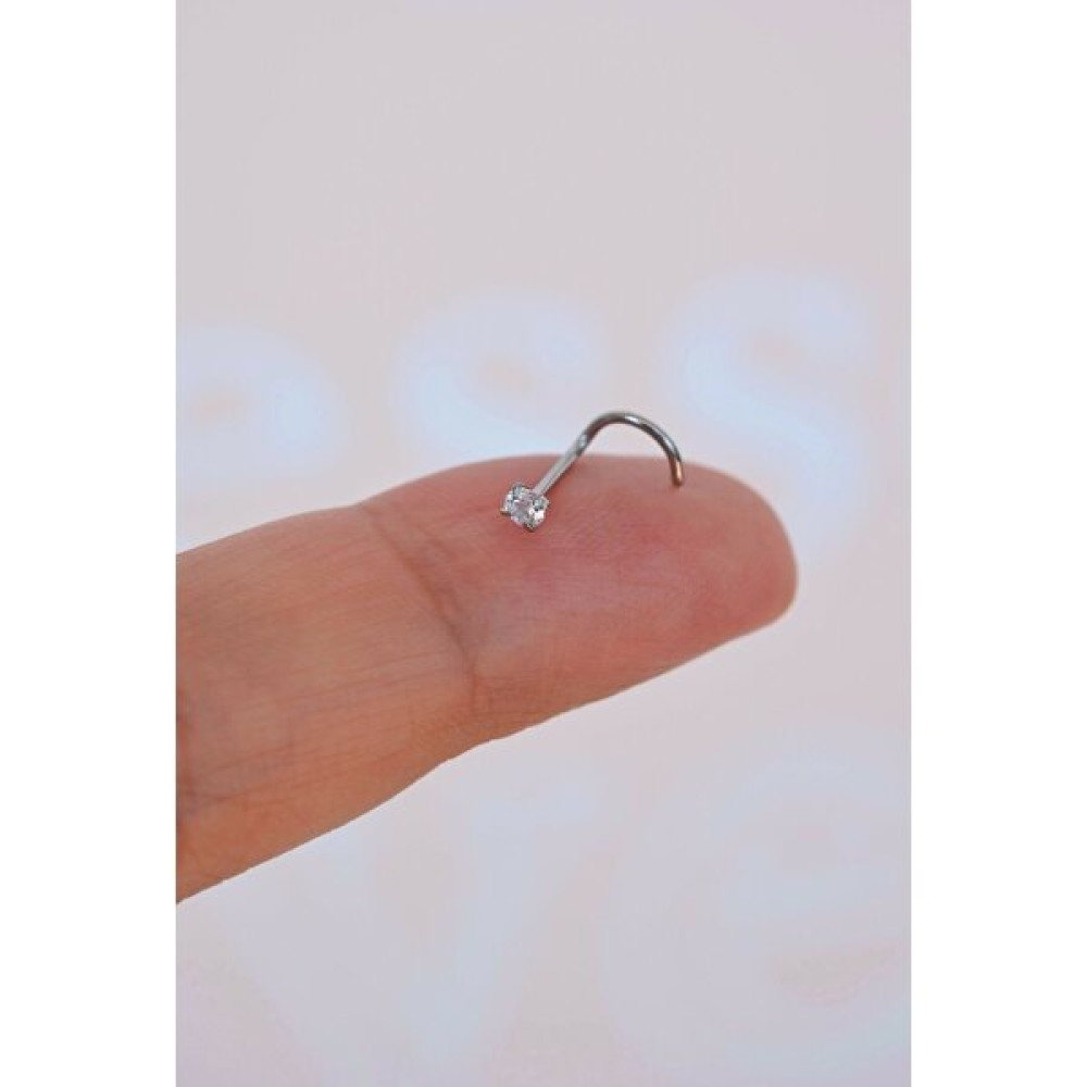Sacce Scarves&Accessories 316 L Çelik 2.5 mm Tektaş Hızma Arkası Kıvrımlı Düşmeyen Burun Piercingi - Gümüş Hızma Fiyatı