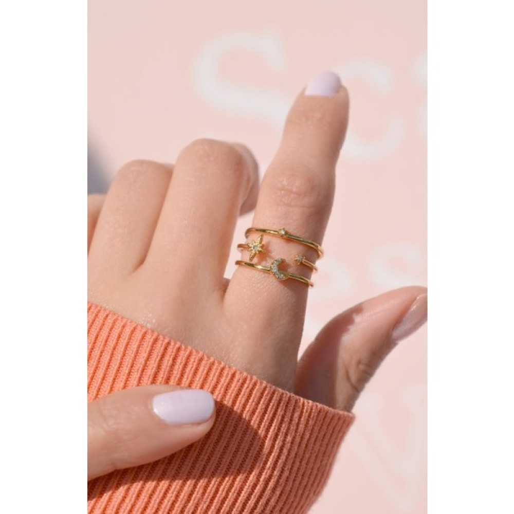 Sacce Scarves&Accessories Ay ve Yıldız Detaylı Yüzük Eklem Yüzüğü Gold - Sarı Bijuteri Yüzük Fiyatı
