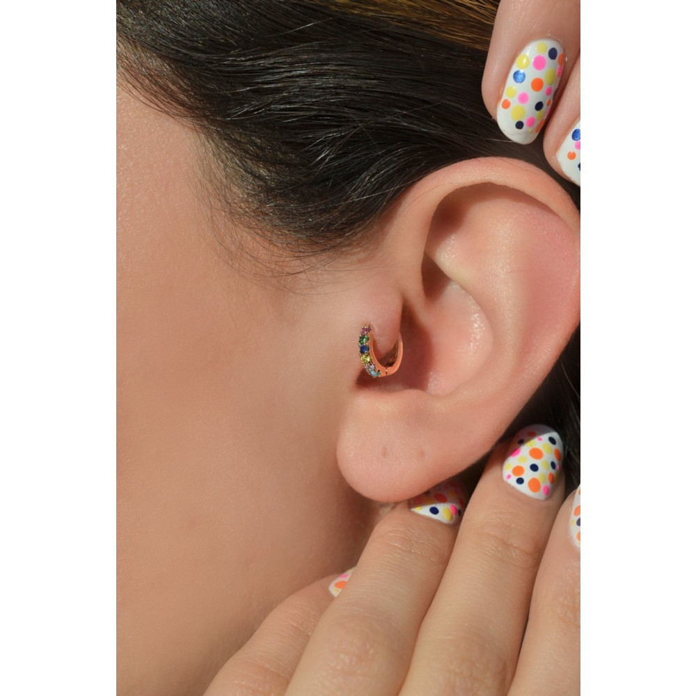 Sacce Scarves&Accessories Çok Renkli Halka Tragus Piercing Helix Kıkırdak Küpesi Altın & Gümüş Piercing Fiyatı