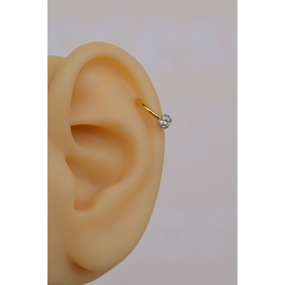 Sacce Scarves&Accessories Gold Çelik Taşlı Toplu Piercing 8 mm Smiley Piercing Helix Tragus Lob Kıkırdak Altın & Gümüş Piercing Fiyatı
