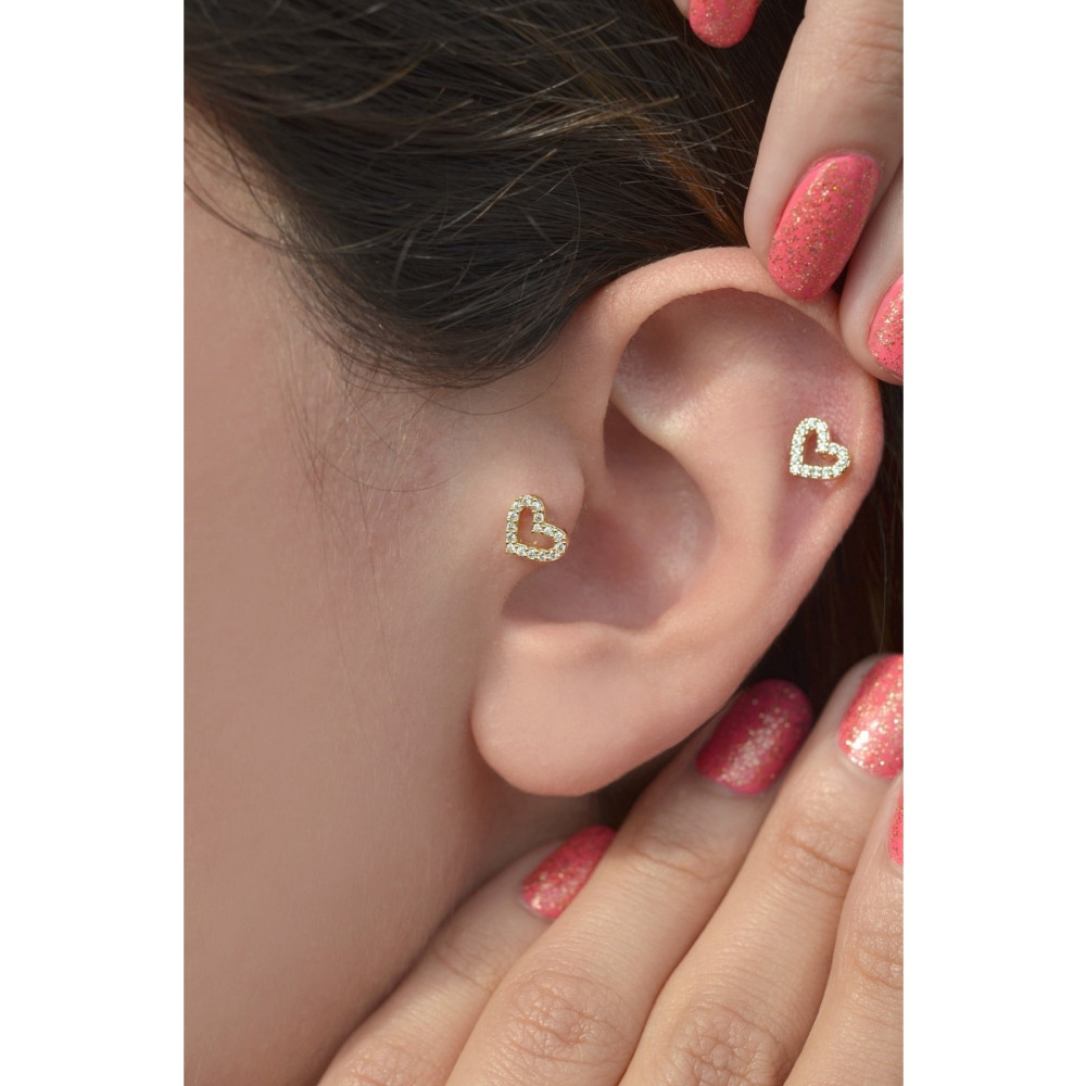 Sacce Scarves&Accessories Gold Kalp Piercing Tragus Helix Kıkırdak Altın & Gümüş Piercing Fiyatı