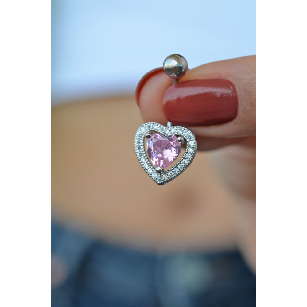 Sacce Scarves&Accessories Kalp Model Pembe Taşlı Çelik Göbek Piercing Tek Beden Beden Altın & Gümüş Piercing Fiyatı