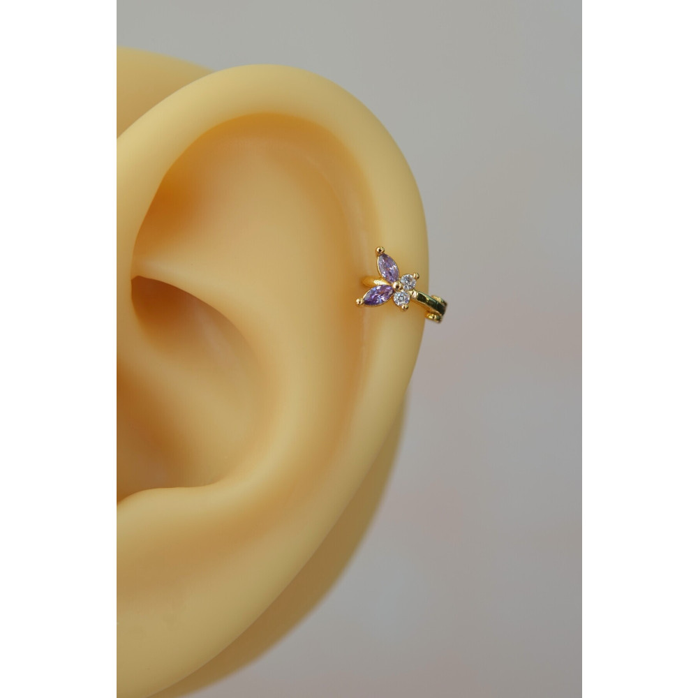 Sacce Scarves&Accessories Mor Kelebek Halka Piercing Tragus Helix Kıkırdak Küpesi Altın & Gümüş Piercing Fiyatı