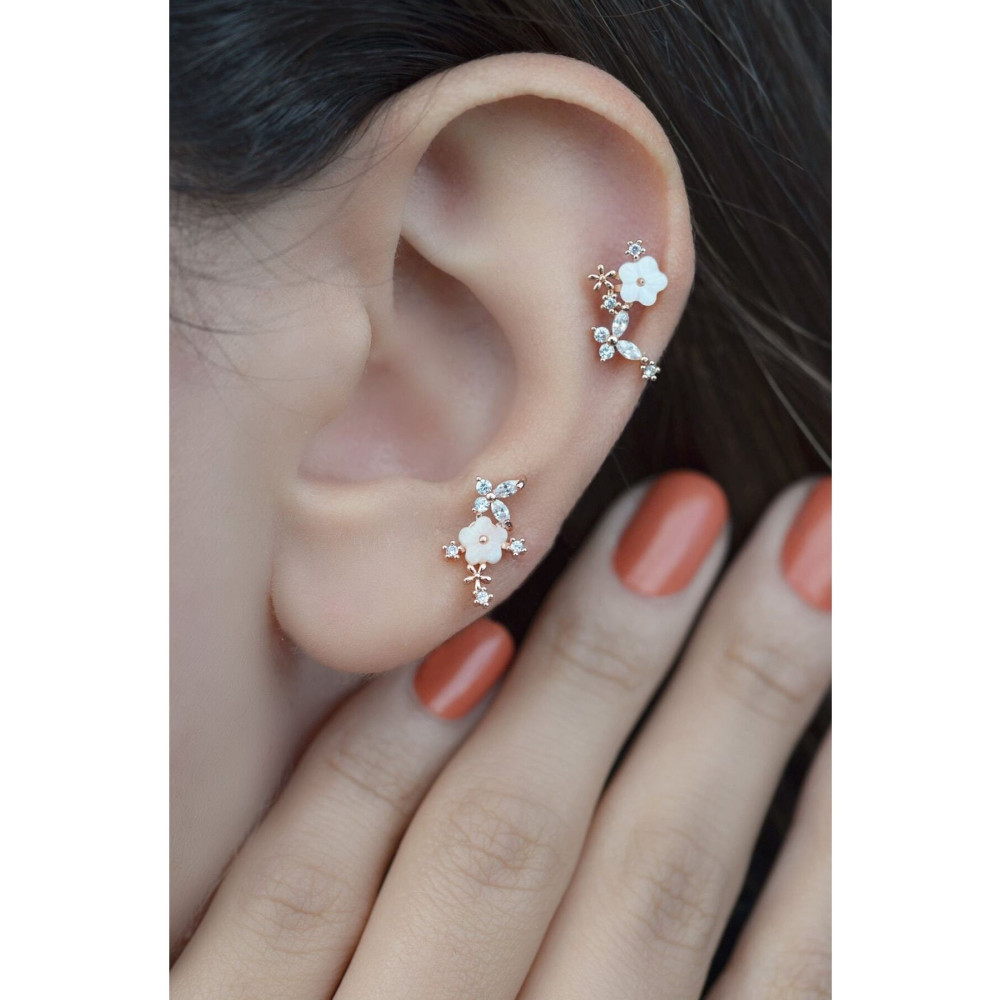 Sacce Scarves&Accessories Rose Kelebekli Çiçek Piercing Helix Kıkırdak Lob Altın & Gümüş Piercing Fiyatı