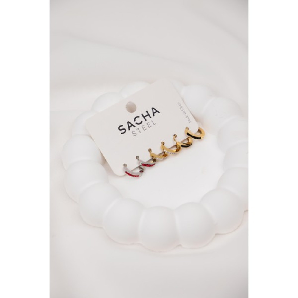 Sacha Zirkon Taşlı Gold Çelik Set Halka Küpe Altın, Takı & Aksesuar Fiyatı