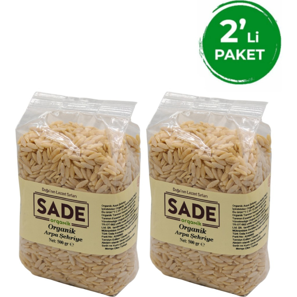 Sade Organik Arpa Şehriye 500 gr 2'li Paket Makarnalar Fiyatı