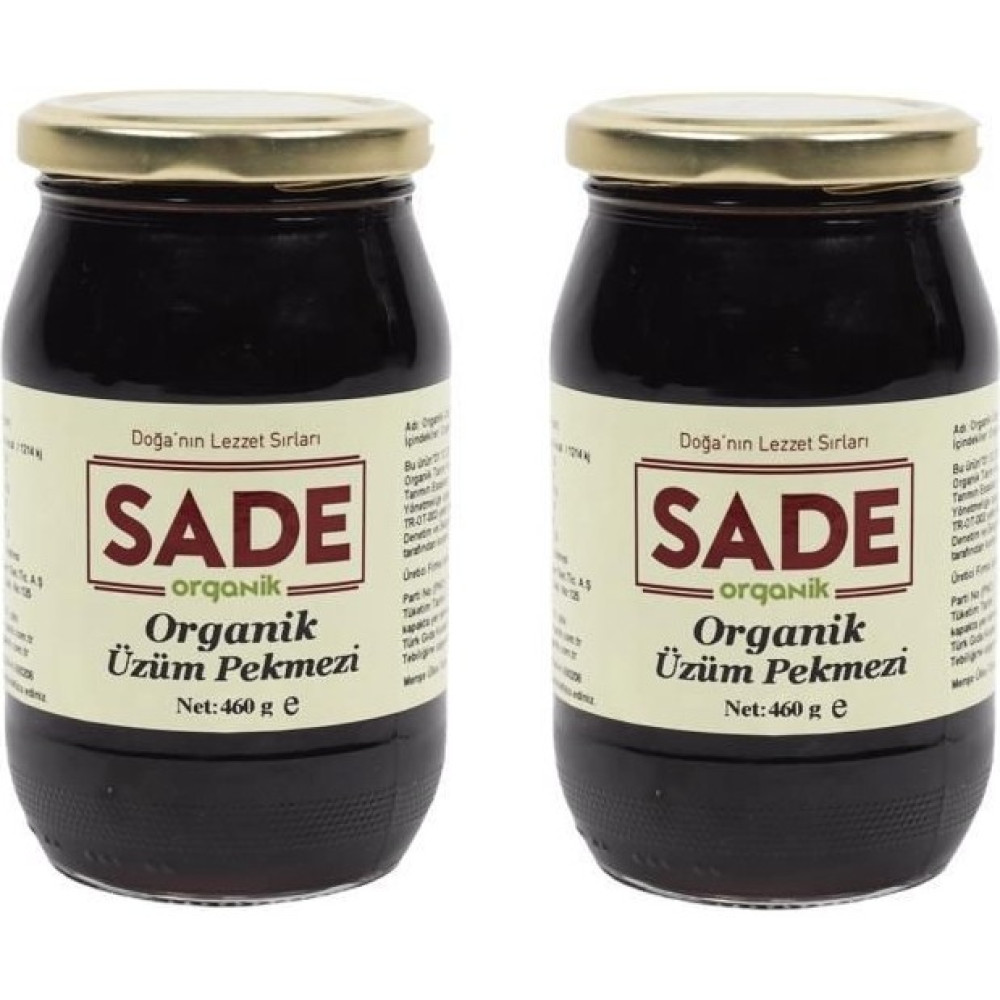 Sade Organik Üzüm Pekmezi 2 x 460 gr Doğal Lezzet Sırrı ile Üretilmiştir Tahin Pekmez ve Helva Fiyatı