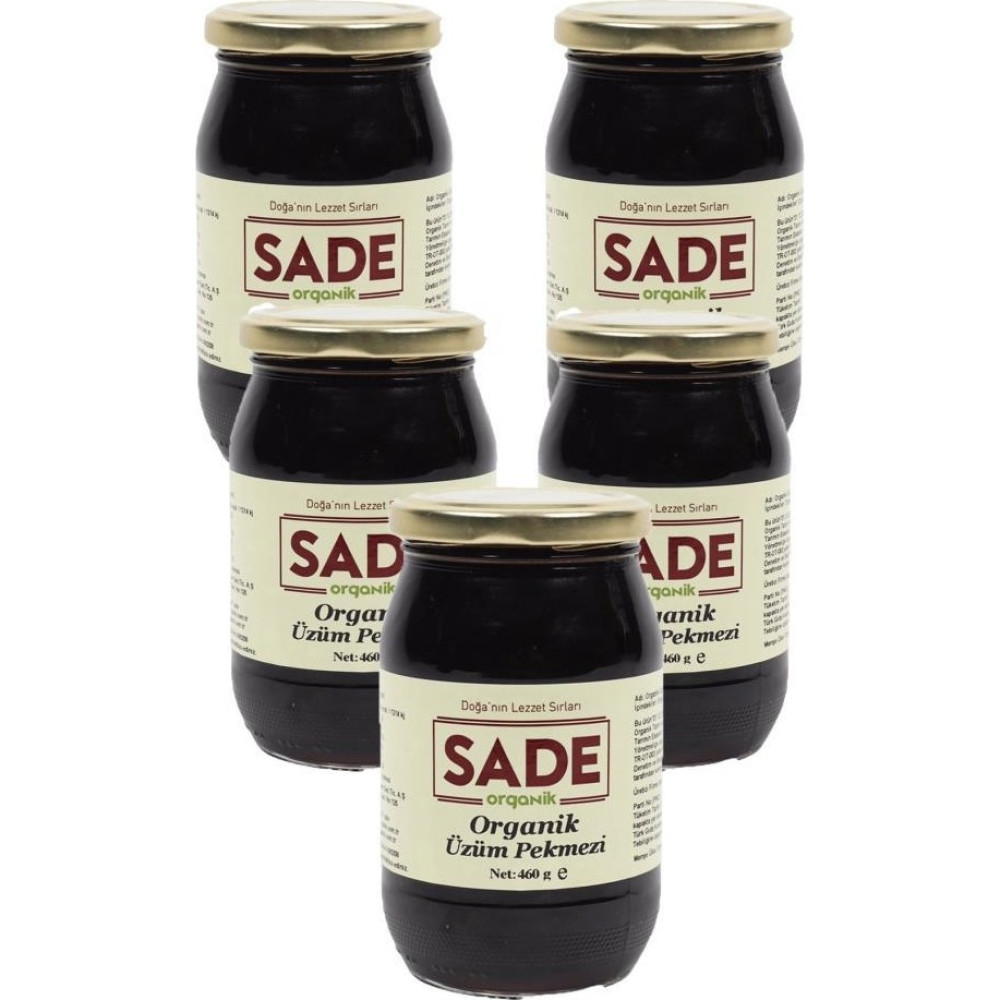 Sade Organik Üzüm Pekmezi 5X460 gr Tahin Pekmez ve Helva Fiyatı
