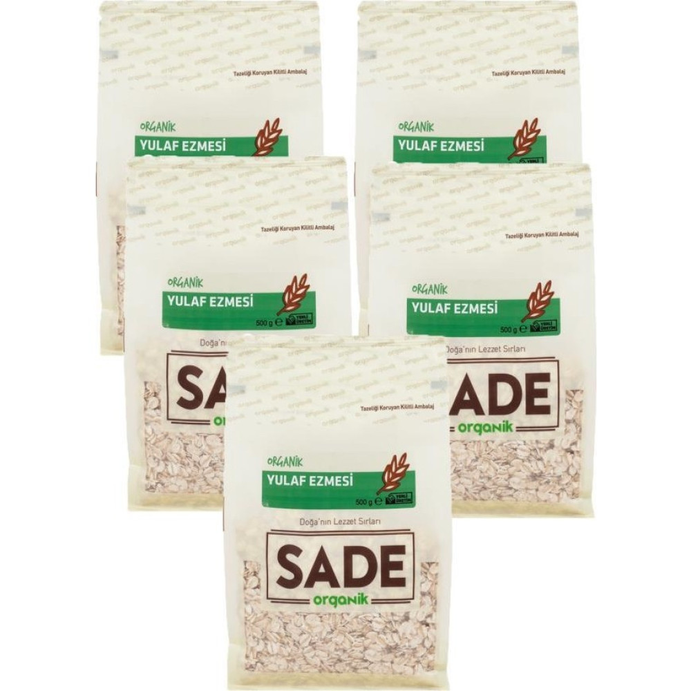 Sade Organik Yulaf Ezmesi 5X500 gr - 500 gr Kahvaltılık Gevrek Fiyatı