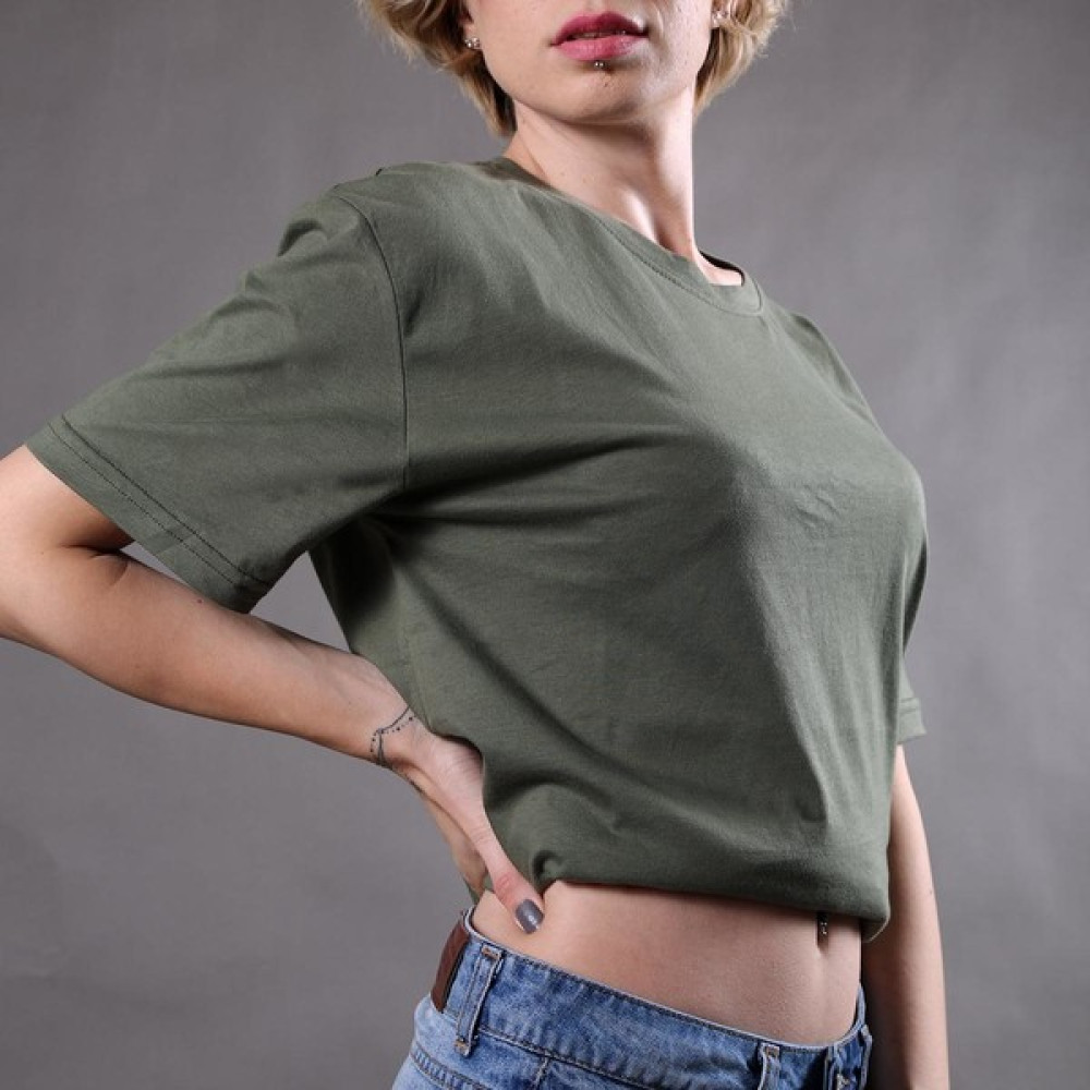 Sade Renk Asker Yeşili Basic T-Shirt Erkek T-shirt Fiyatı