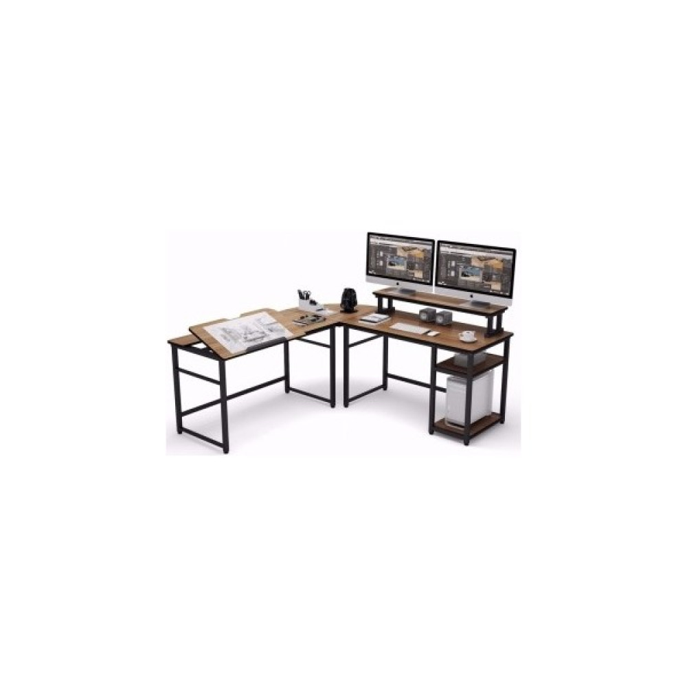 Sadece Onda Ceviz L Şekilli Çizim ve Çalışma Masası - 180 x 60 x 80 cm Çalışma Masası Fiyatı