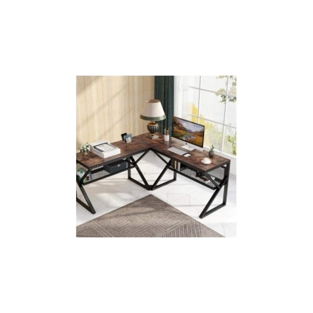 Sadece Onda Tasarım L Çalışma Masası - 165 x 55 x 75 cm - Ceviz Çalışma Masası Fiyatı