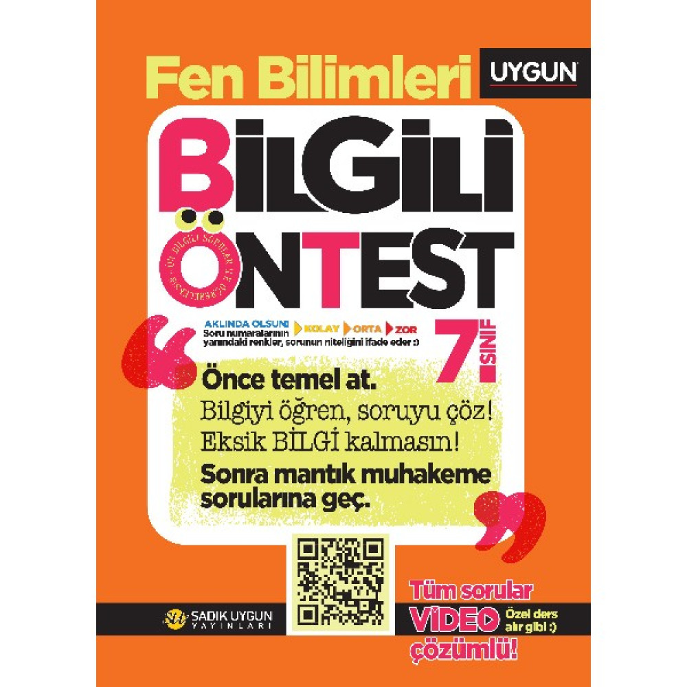 Sadık Uygun Yayınları 7. Sınıf Bilgili Ön Test Fen Bilimleri - Sadık Uygun Kaynak Kitapları Fiyatı