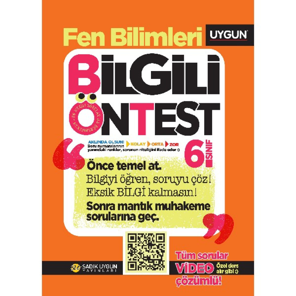 Sadık Uygun Yayınları – Bilgili Ön Test – Fen Bilimleri 6.Sınıf Tüm Dersler Fiyatı