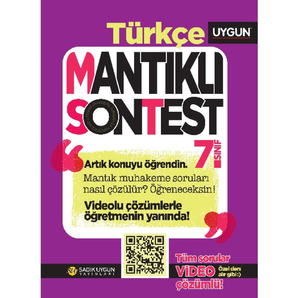 Sadık Uygun Yayınları – Mantıklı Son Test – Türkçe 7.Sınıf Tüm Dersler Fiyatı