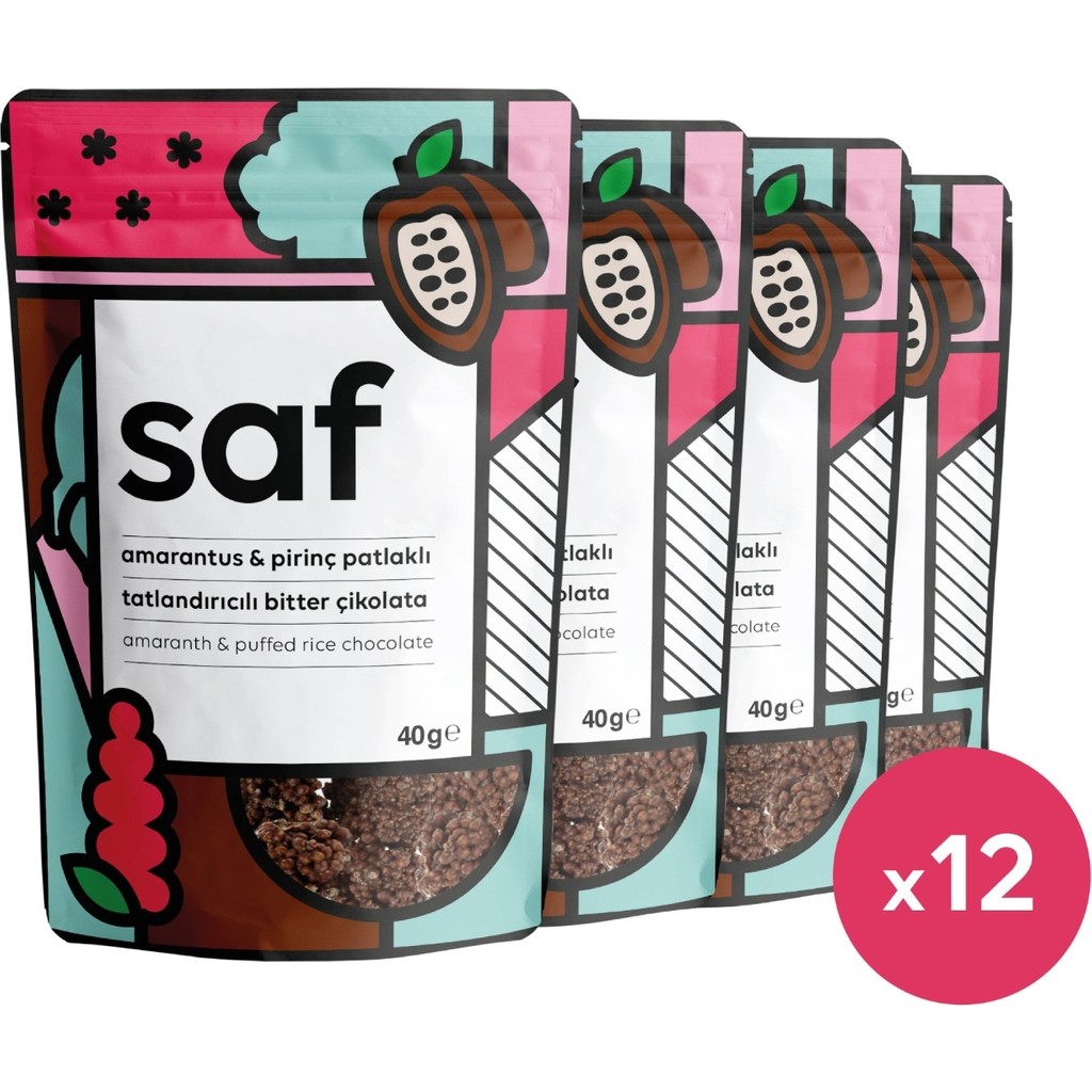 Saf Nutrition Amarantlı & Pirinç Patlaklı Çikolata 40 gr x 12 Diğer Fiyatı