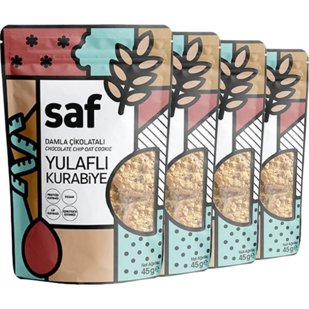 Saf Nutrition Damla Çikolatalı Kurabiye. 45 gr x 4 - 180 gr Diğer Fiyatı