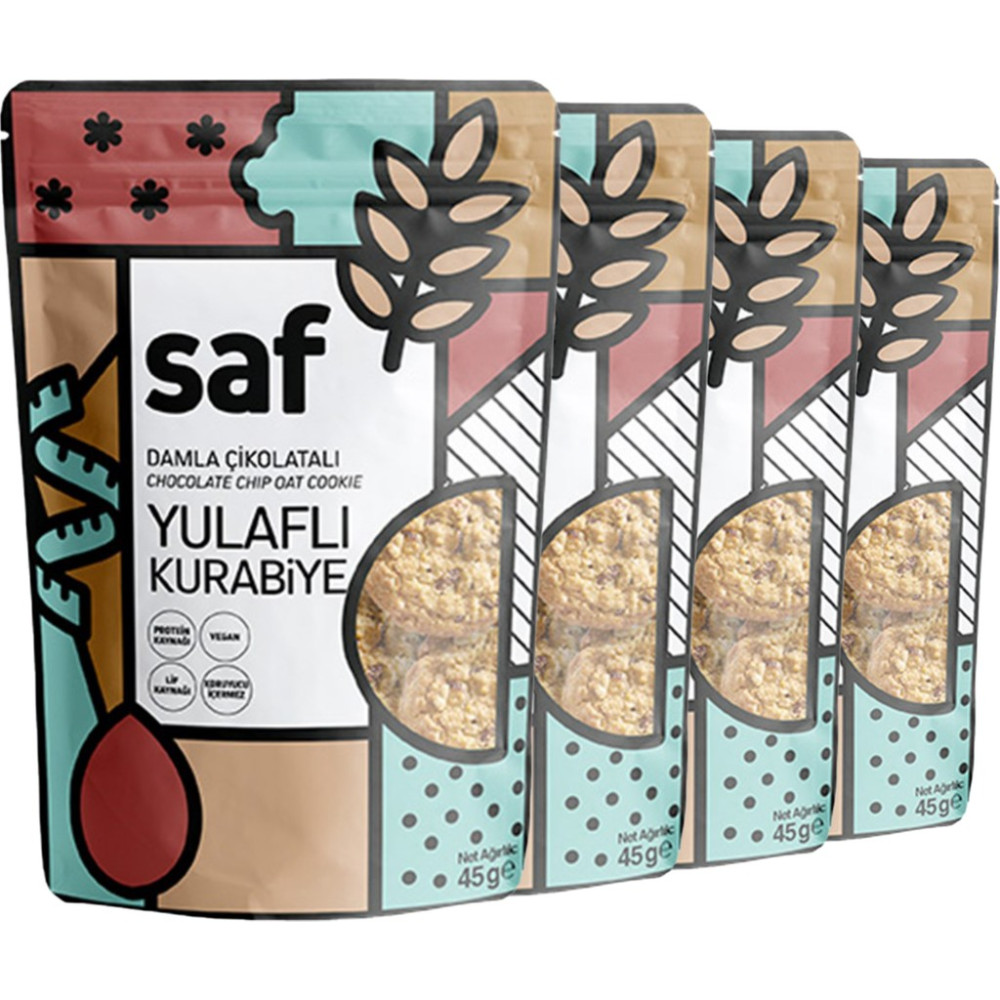 Saf Nutrition Damla Çikolatalı Kurabiye. 45 gr x 4 - 180 gr Kahvaltılık Gevrek Fiyatı