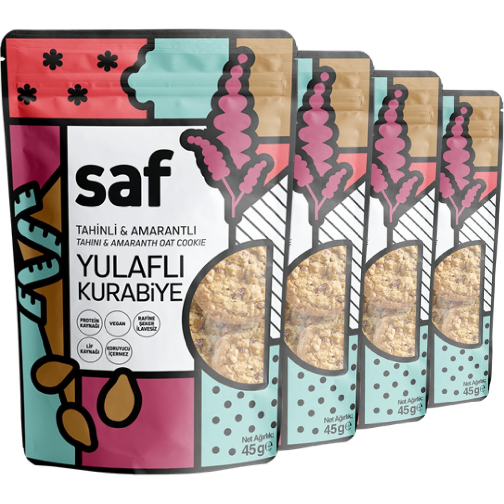 Saf Nutrition Tahinli Amarantlı Yulaflı Kurabiye, 45 gr x 4 - 180 gr Giyim & İç Giyim Fiyatı