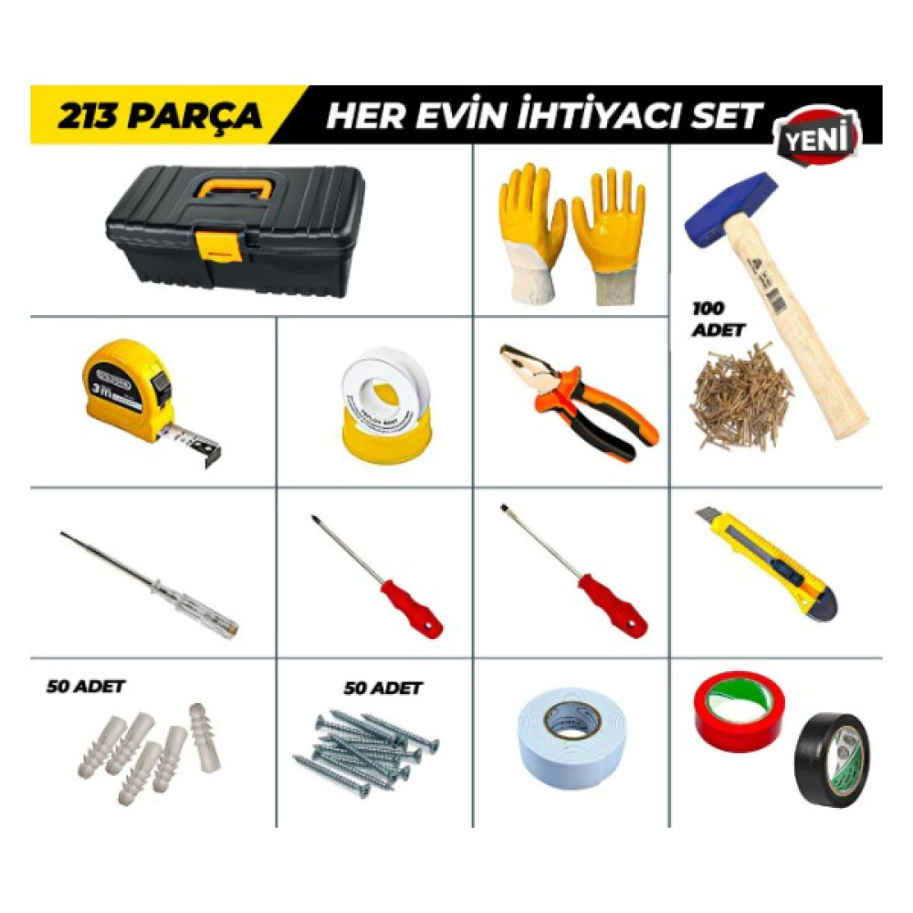 Safa 213 Parça El Aleti Seti Dolu Takım Çantası 13" PRA-2021190-03441 Alet Çantası & Dolabı Fiyatı