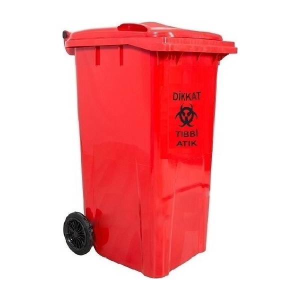 Safell Plastik Tıbbi Atık Çöp Konteyneri 240 Litre - A+ Kalite Konteyner - Kırmızı Diğer Fiyatı