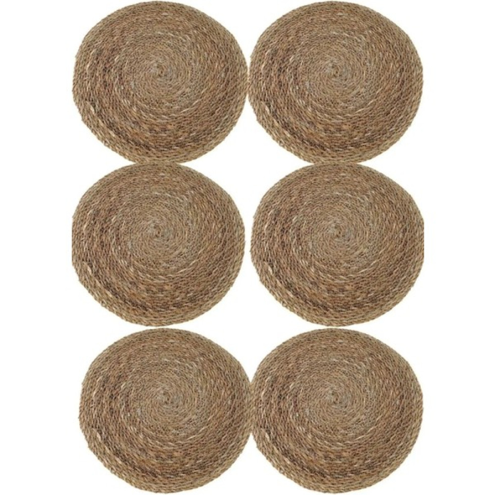 Safestore 6lı Hasır Supla Örgü Amerikan Servis Tabak Tava Tencere Altlığı Bambu Sofra Servis Sunum Yanmaz - 20 x 20 cm - Açık Bej Amerikan Servis Fiyatı