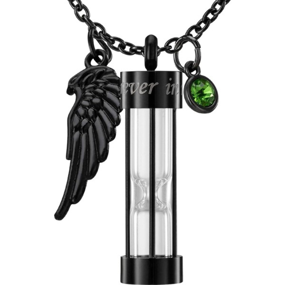 Safety1 Kremasyon Urn Kolye Külleri Zamansız Kum Saati Anıt Kolye Hatıra Takı Melek Kanatlı Insan Pet Külleri (Siyah) (Yurt Dışından) - Gümüş - Renkli Gümüş Kolye Fiyatı