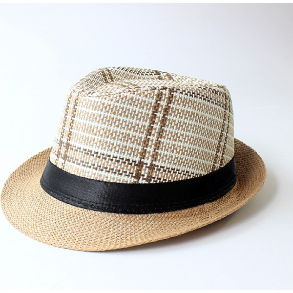 Safety1 Yaz Hasır Fedora Şapka Kısa Kenarlı Panama Güneş Şapkası Fötr Plaj Şapkası Erkekler ve Kadınlar Için, Çizgili Haki, M (Yurt Dışından) Erkek Şapkası Fiyatı