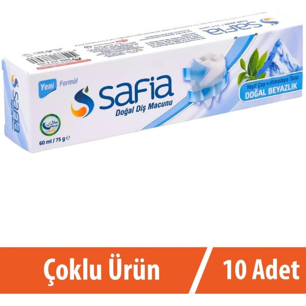 Safia Diş Macunu Yeşil Çay ve Himalaya Tuzu 10 x 60 ml Diş Macunları Fiyatı