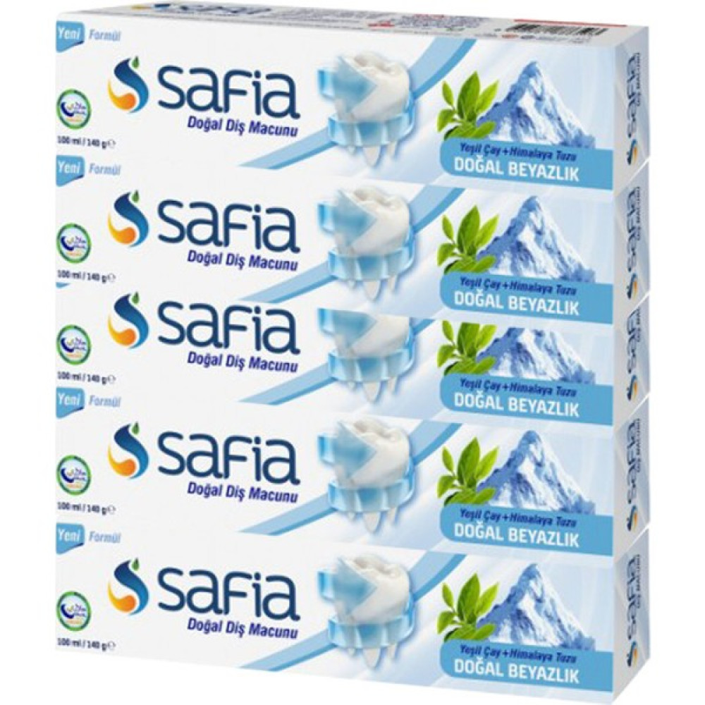 Safia Doğal Diş Macunu 140 gr Himalaya Tuzlu Yeşil Çaylı 5'li Diş Macunları Fiyatı