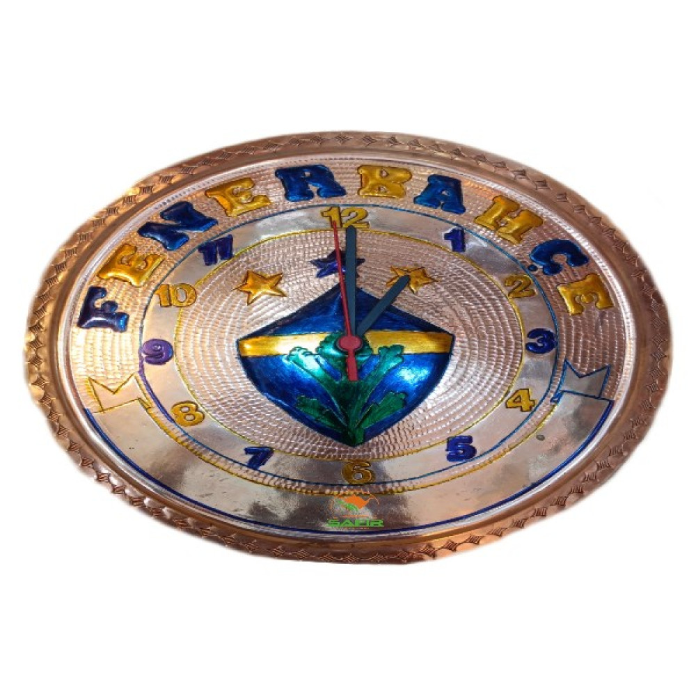 Safir Bakır Duvar Saati Fenerbaahçe Duvar Saati Bakır Özel El Işlemesi Taraftar Saati A++ Fenerbahçe Saat Bakır 30 cm A++Safir Saat - Sarı-Lacivert Dekoratif Saat Fiyatı