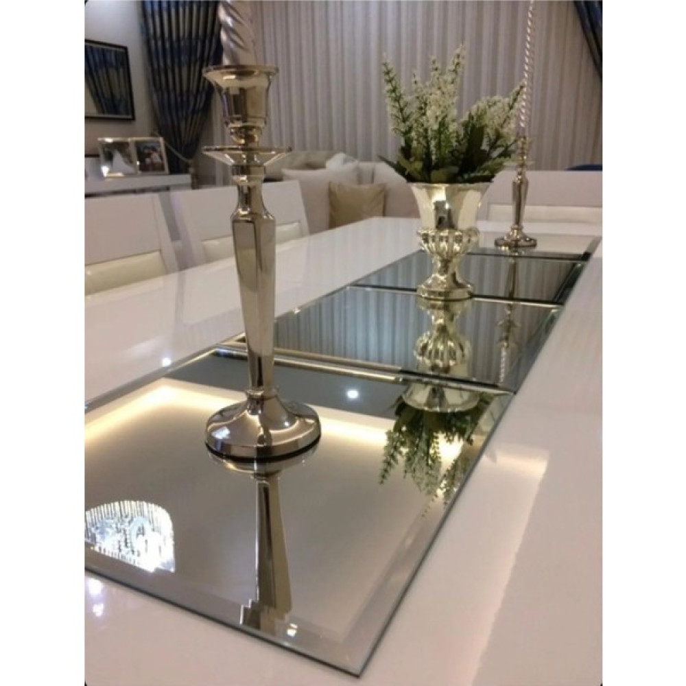 Safir Glas Dekoratif Aynalı Supla Amerikan Servis 30X30 (Gümüş) - Gümüş - 30 x 30 cm Amerikan Servis Fiyatı