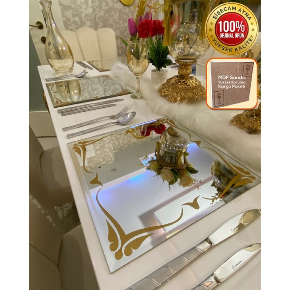 Safir Glas Dekoratif Modern Desenli Aynalı Supla Bizote Kenar 30X30CM (1 Adet Gümüş) Ayna Fiyatı