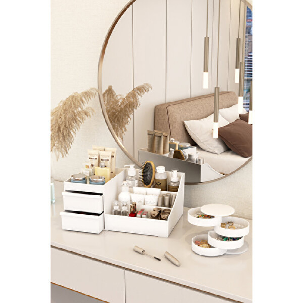 Safir Kozmetik Makyaj Takı Düzenleme Kutusu Organizer Set - Beyaz Makyaj Fırça ve Aksesuarları Fiyatı