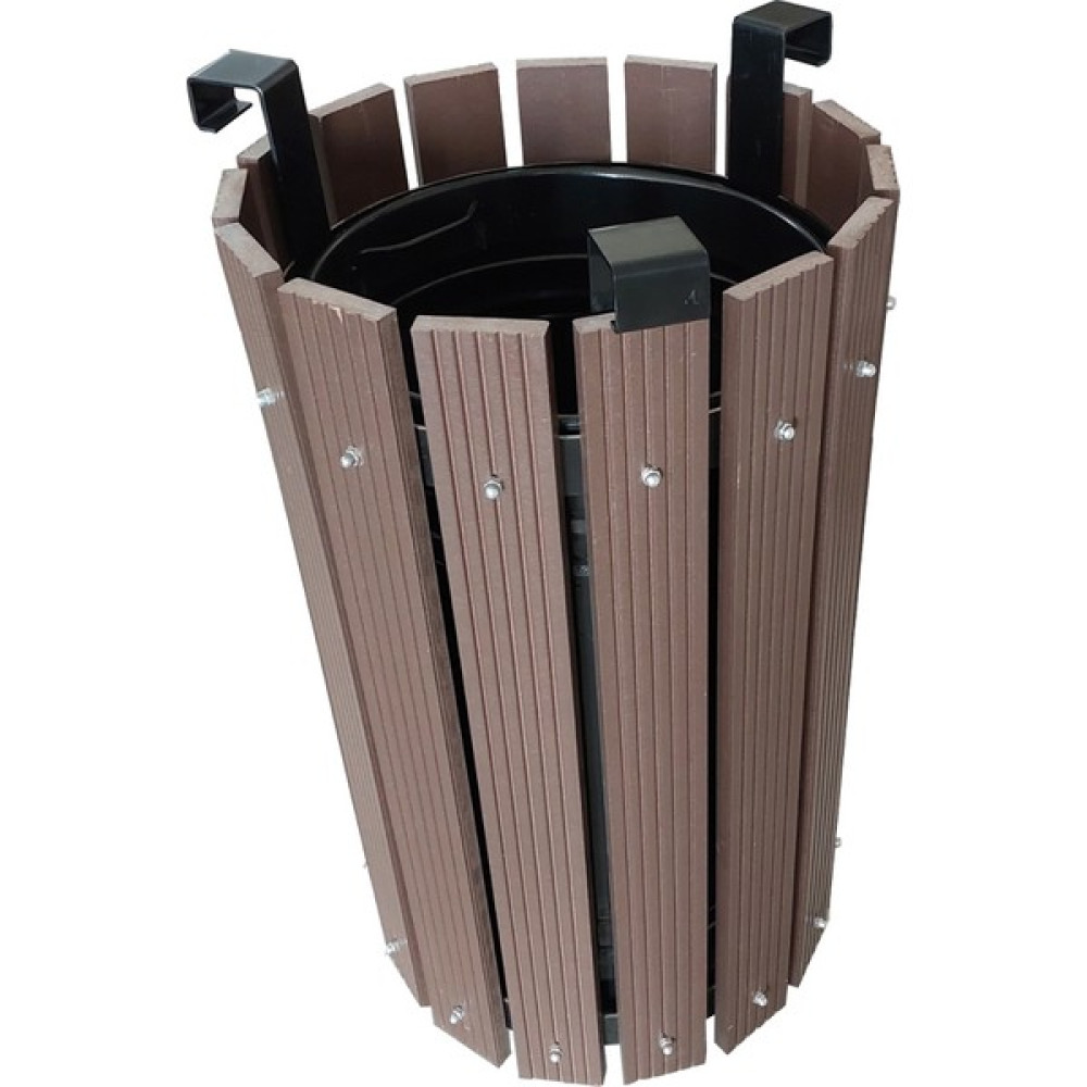 Safirkom Kompozit Ahşap+Plastik Yuvarlak Çöp Kovası 50 Lt Kahverengi Dekoratif Bahçe Ürünleri Fiyatı
