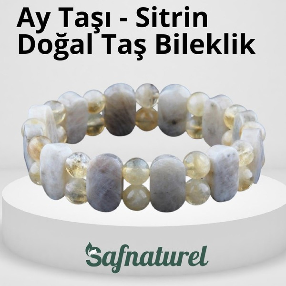 Safnaturel Sertifikalı Ay Taşı-Sitrin Doğal Taş Rolex Bileklik - 19 - Renkli Saat ve Bileklik Aksesuarı Fiyatı