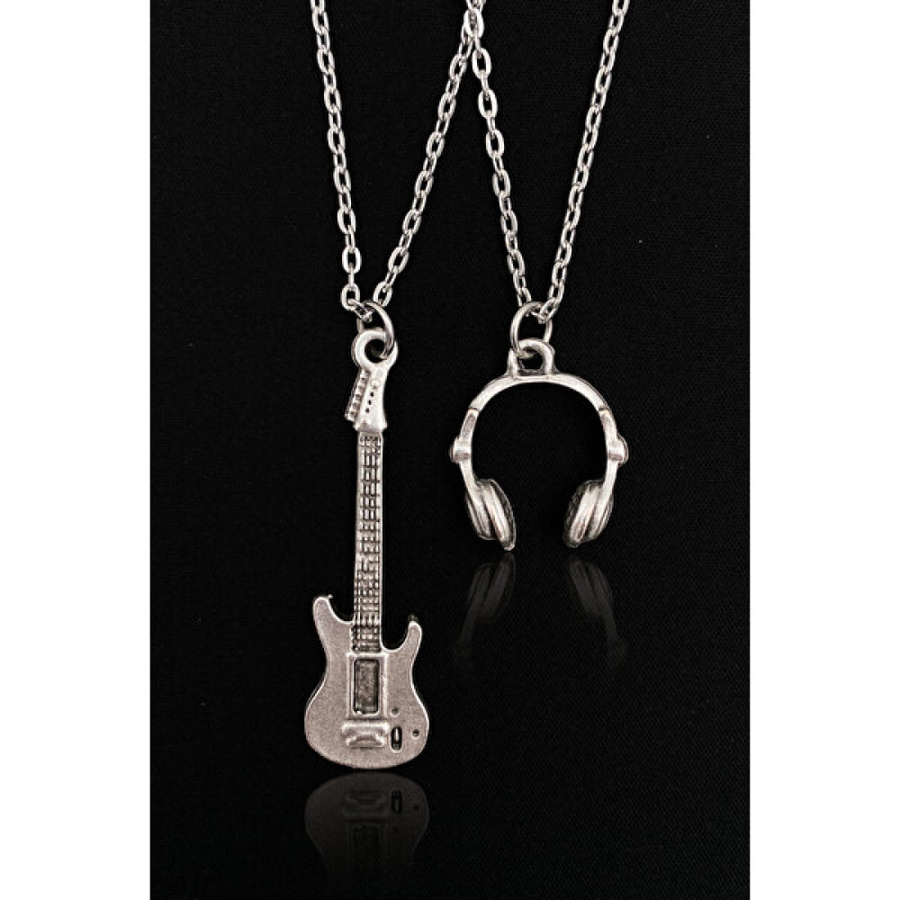 Safran Elektro Gitar Kulaklık Model 2'li Set 925 Ayar Gümüş Kaplama Kolye Kolyeler Fiyatı