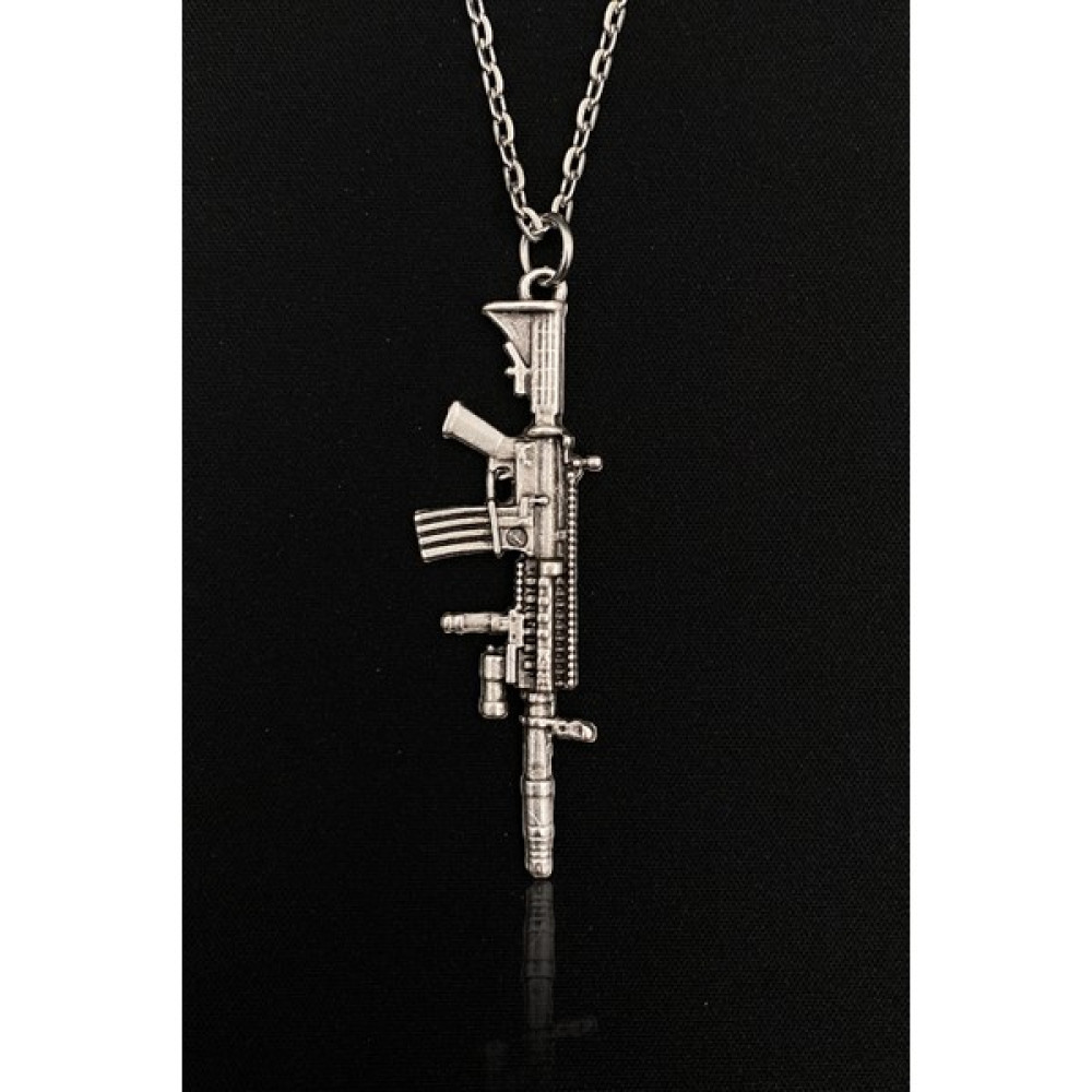 Safran M4 Sılah - Pubg Fortnine Call Of Duty Model 925 Ayar Gümüş Kaplama Unisex Kolye 1162-Z1 - Gri - 60 cm Kolyeler Fiyatı