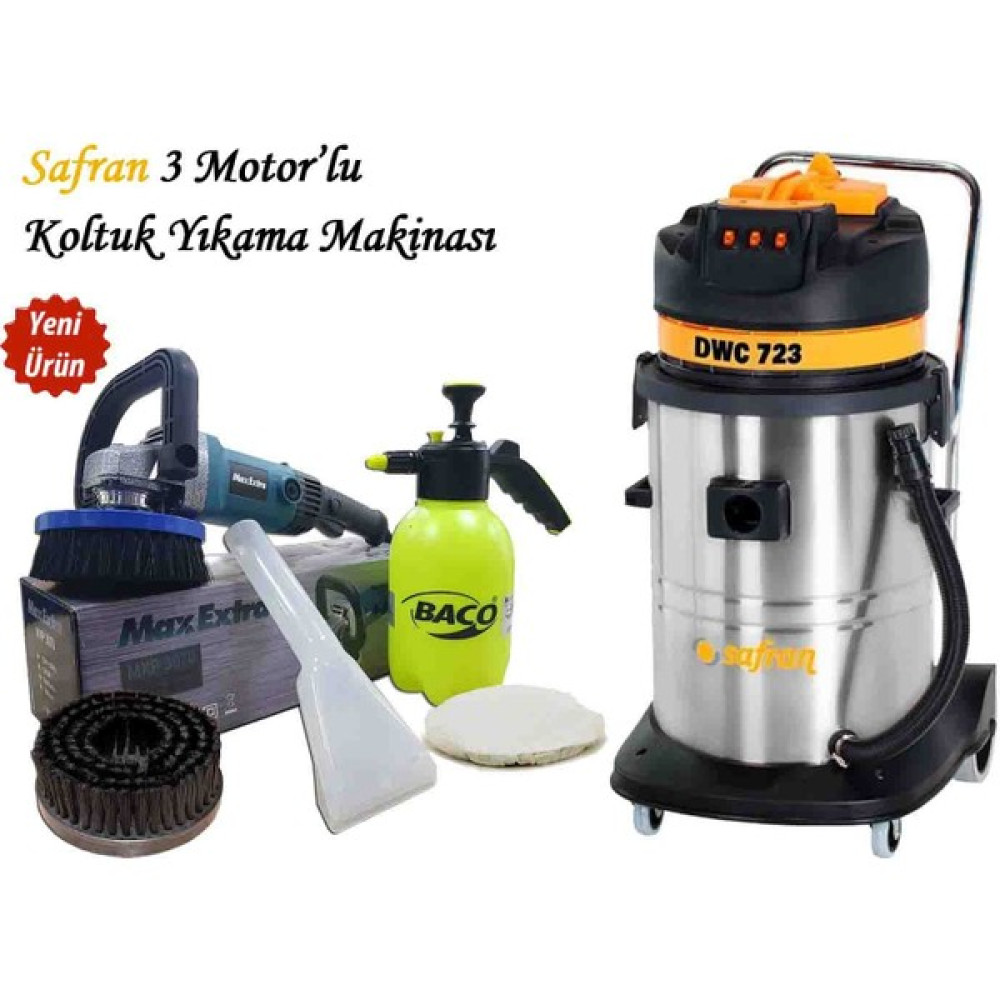 Safran Profesyonel 3 Motor'lu Koltuk Yıkama ve Koltuk Fırçalama Makinası 3600 Watt - 3600 W Elektrikli El Aletleri Fiyatı