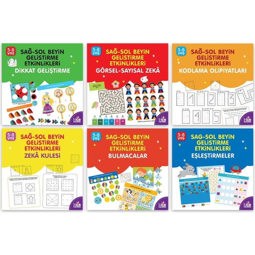 Sağ-Sol Beyin Geliştirme Etkinlikleri Seti 5-8 Yaş (6 Kitap Takım) Zihinsel Gelişim Kitapları Fiyatı