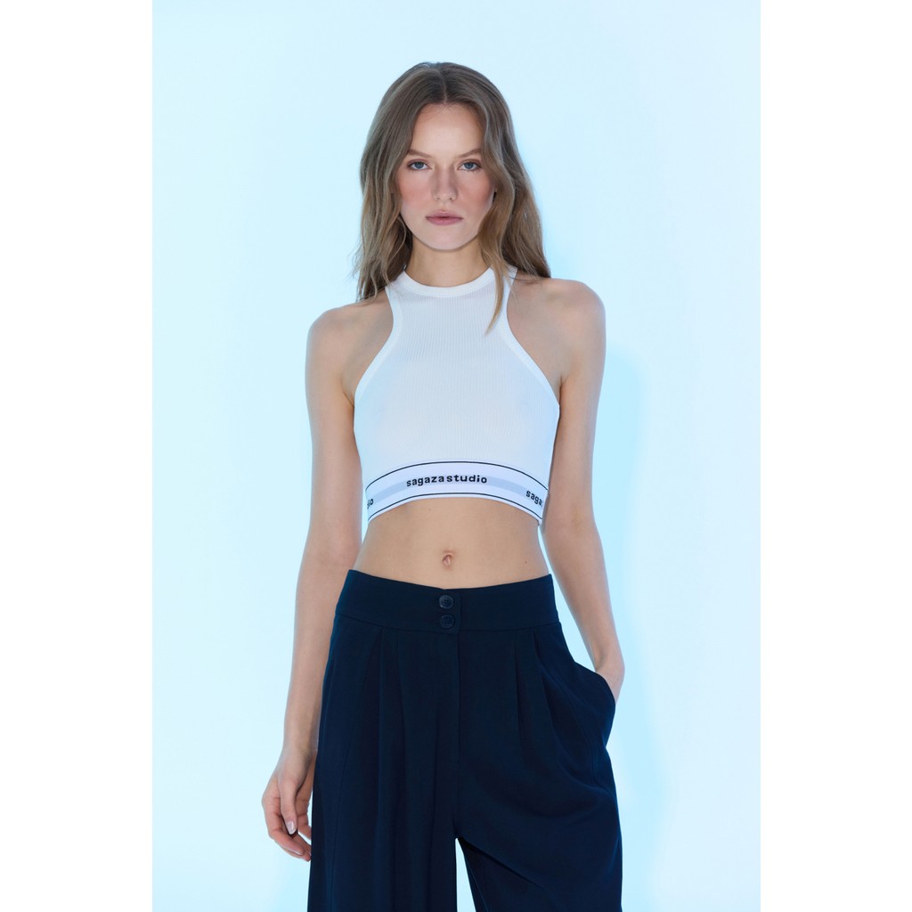 Sagaza Studio SS6065 Kadın Ekru Bluz Kolsuz Açık Yaka Polyester - Elastan Kumaş Malzemesi S Beden Giyim & İç Giyim Fiyatı