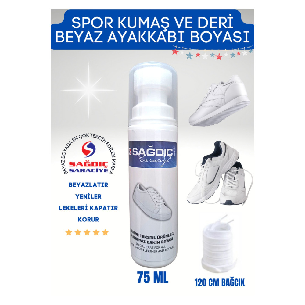 Sağdıç Saraciye Spor Beyaz Deri Ve Kumaş Ayakkabı Boyası 75 Ml 1 Çift Bağcık Deterjan ve Temizlik Ürünleri Fiyatı