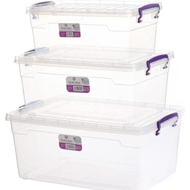 Sağlam Plastik Hobi Box Yatay Saklama Kabı 3'lü Set 10-15-20 Lt Saklama Kapları Fiyatı
