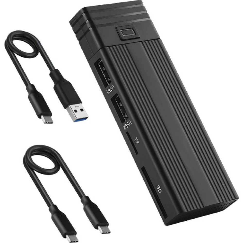 Sagrado 2'si 1 Arada Tip C - M.2 Ngff Nvme - Usb3.0 3.2 10G SSD Muhafaza Katı Hal Sürücü Kutusu + Hub (Yurt Dışından) - Siyah HDD Kutuları Fiyatı