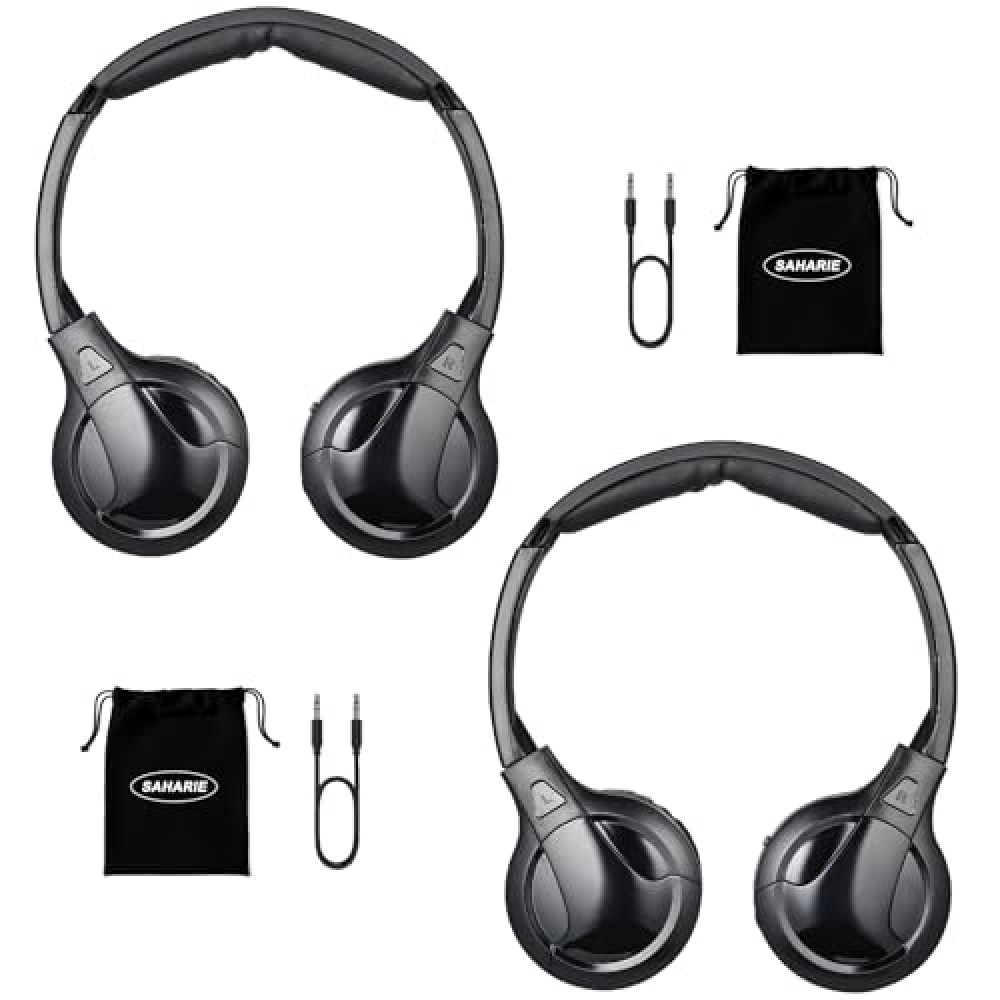 SAHARIE IR Headphones for Car DVD,Universal Infrared Headphones,2 Channel Car Headphones Wireless for Honda Odyssey Rear Entertainment System(2 Pack)