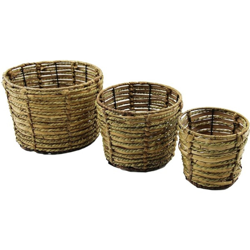Sahbül Store Metal Iskeletli 3 Boy Yuvarlak Hasır Organizer Sepet Ç: 14-19-25CM - Y: 14-16-18 - SHB4996-5675 Oto Boyaları Fiyatı