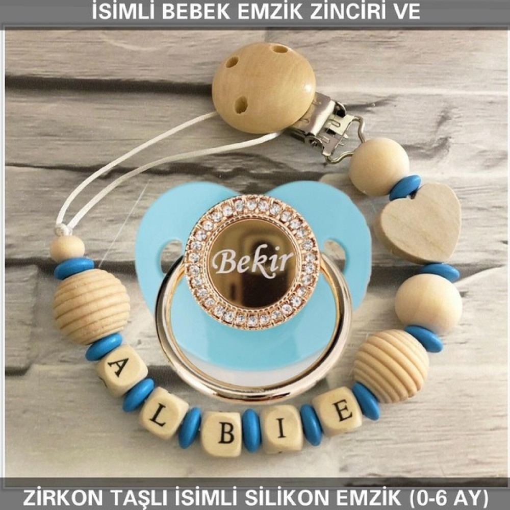 Sahi Aksesuar İsimli Bebek Emzik Zinciri ve İsimli Bebek Silikon Emzik (0-6 Ay - Mavi Bebek Beslenme Gereçleri Fiyatı