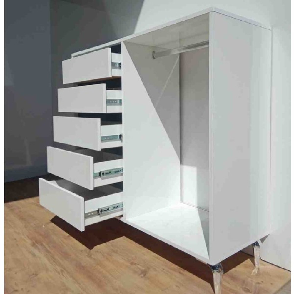 Şahin Bey Home Modern 5 Çekmeceli Askılıklı Şifonyer Mdf - Beyaz Şifonyer Fiyatı