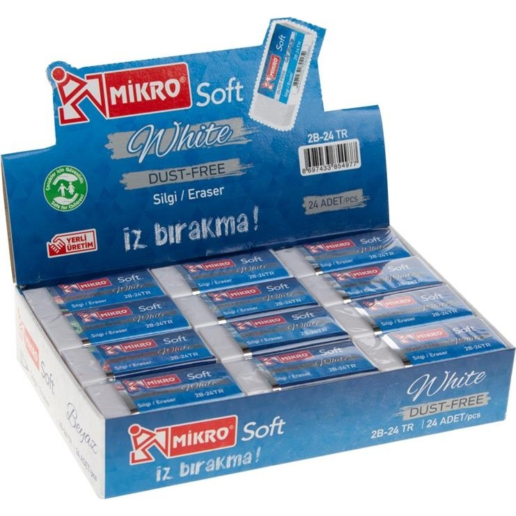 Şahin Kırtasiye Mikro Silgi 2B-24TR Beyaz Soft 24'lü Paket Diğer Fiyatı
