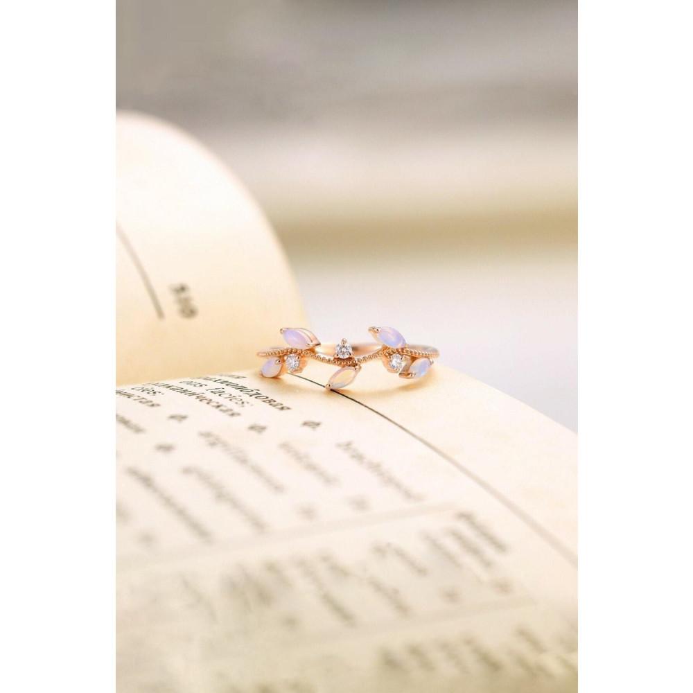 Sahira Jewelry Taşlı Sarmaşık Beyaz Taşlı 14 K Rose Altın Kaplama Ayarlanabilir Kadın Yüzük Bijuteri Yüzük Fiyatı